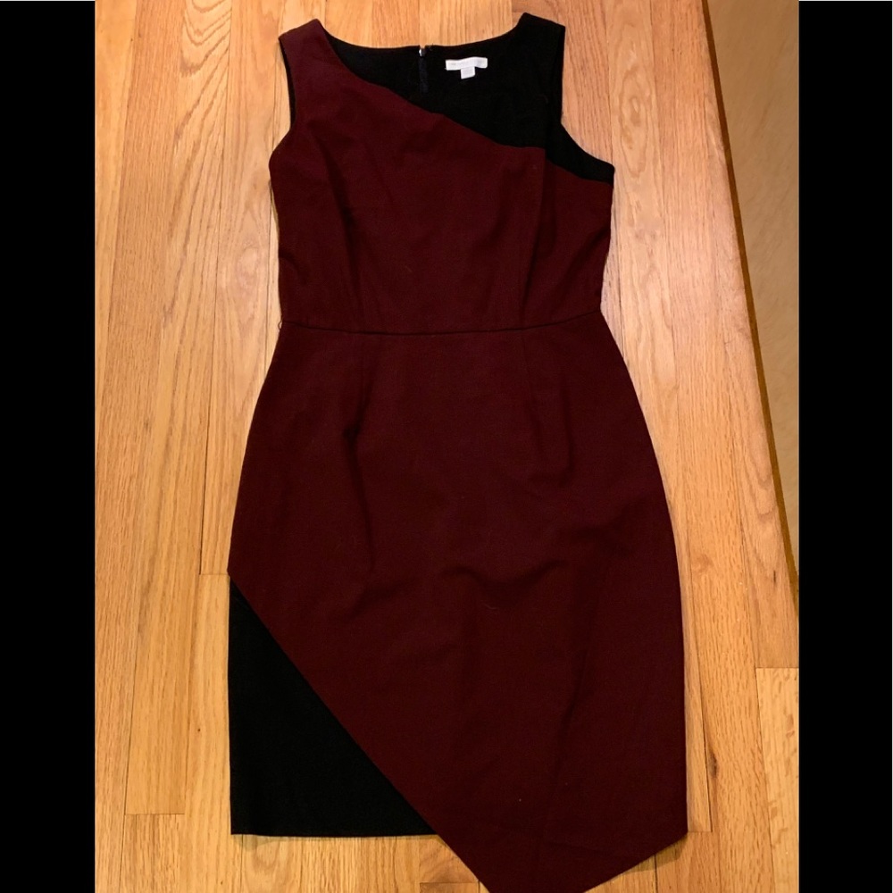 Burgundy Black Work Dress